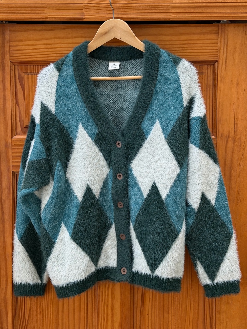 Japanese Mohair Cardigan Argyle Sweater, Women’s
